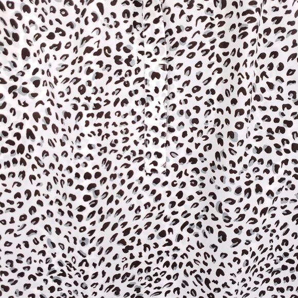 J Crew Blouse Womens 0 Black White Gray Leopard Print Sleeveless Ruffle Neck Top - Picture 6 of 6